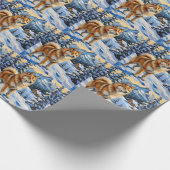 Vintage Samoyed in Alpine Christmas Landscape ラッピングペーパー (角)