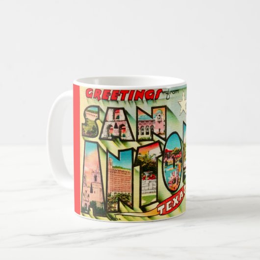 Vintage San Antonio Postcard Mug コーヒーマグカップ (正面左)