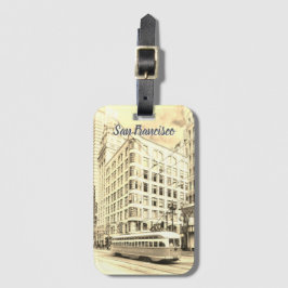 Vintage San Francisco Street with Trolley Car  ラゲッジタグ