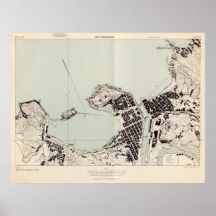 Vintage San Sebastian Spain Map (1943) ポスター