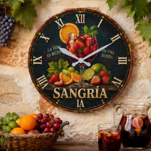 Vintage Sangria ラージ壁時計