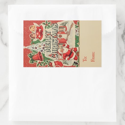 Vintage Santa 長方形シール (バッグ)