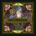 Vintage Santa and Angels ポスター<br><div class="desc">Vintage Santa and Angels from the 1800s Santa Claus gives us a big ho-ho-ho and a grin. He is carrying his toys on his back. Angels are on the side, just smiling as if they love the jolly old elf! The Christmas toys are being delivered to little boys and girls...</div>