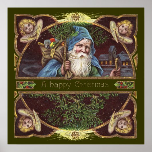 Vintage Santa and Angels ポスター (正面)