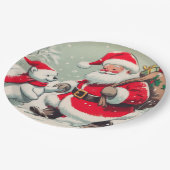 Vintage Santa and Bear Christmas Paper Plates ペーパープレート (アングル)