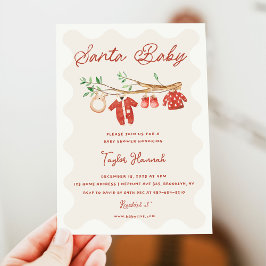 Vintage Santa Baby Christmas Baby Shower 招待状