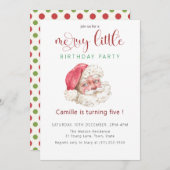 Vintage Santa Christmas birthday Party 招待状 (正面/裏面)