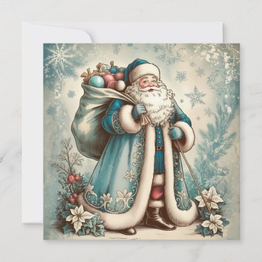 Vintage Santa Christmas Greeting Card シーズンカード (正面)