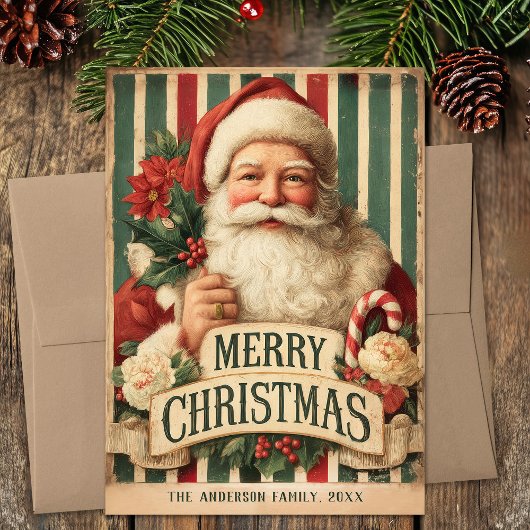 Vintage Santa Christmas Holiday Card シーズンカード