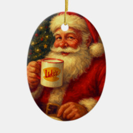 Vintage Santa Christmas Ornament • Cozy gift セラミックオーナメント