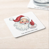 Vintage Santa Christmas Paper Coaster | Retro Holi スクエアペーパーコースター (アングル)
