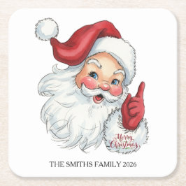 Vintage Santa Christmas Paper Coaster | Retro Holi スクエアペーパーコースター