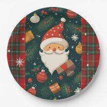 Vintage Santa Christmas Paper Plate