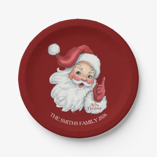 Vintage Santa Christmas Paper Plates  ペーパープレート (正面)