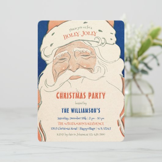 Vintage Santa Christmas Party Invitation 招待状 (スタンド正面)