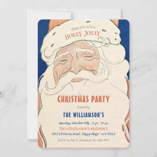 Vintage Santa Christmas Party Invitation 招待状 (正面)