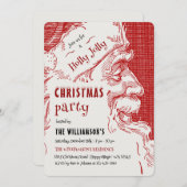Vintage Santa Christmas Party Invitation 招待状 (正面/裏面)