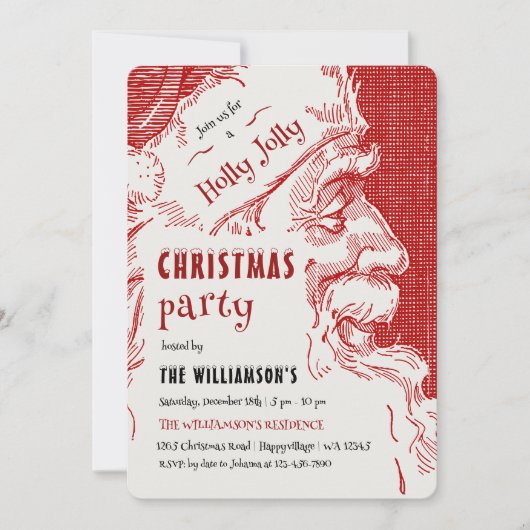 Vintage Santa Christmas Party Invitation 招待状 (正面)