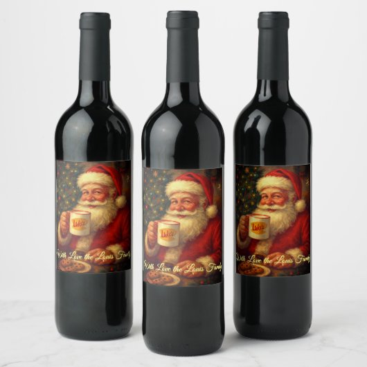 Vintage Santa Christmas Wine Bottle Label  ワインラベル (ボトル)