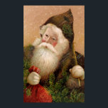 Vintage Santa Claus 8 ポスター<br><div class="desc">A beautiful vintage poster featuring Santa Claus with a sack and evergreens.</div>