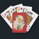 Vintage Santa Claus Christmas トランプ<br><div class="desc">Original cute vintage holiday Santa Claus victorian illustration on dark red background.</div>