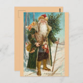 Vintage Santa Claus Christmas Card ポストカード (正面/裏面)