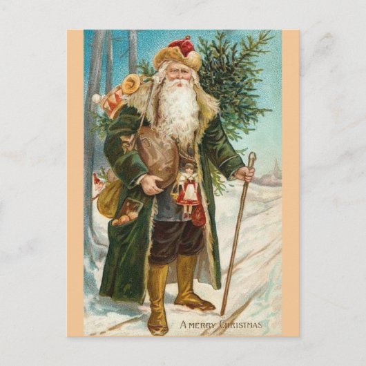 Vintage Santa Claus Christmas Card ポストカード (正面)