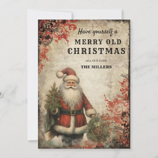 Vintage Santa Claus Christmas Card 招待状 (正面)