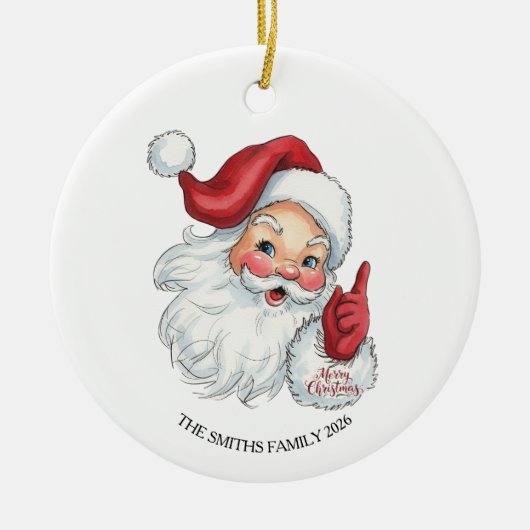 Vintage Santa Claus Christmas Ornament セラミックオーナメント (正面)
