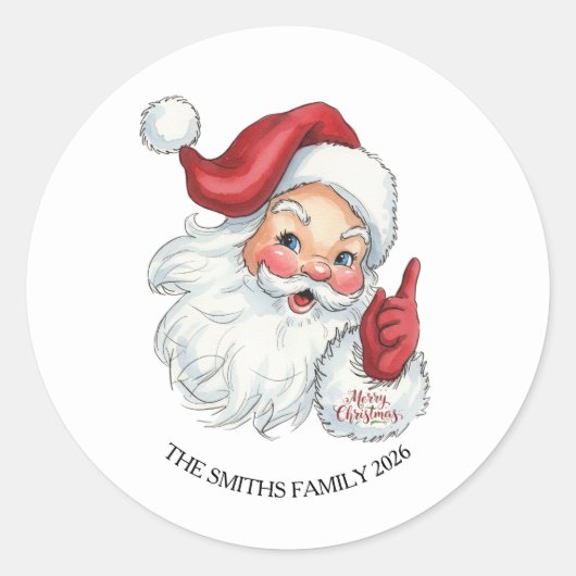 Vintage Santa Claus Christmas Round Sticker ラウンドシール (正面)