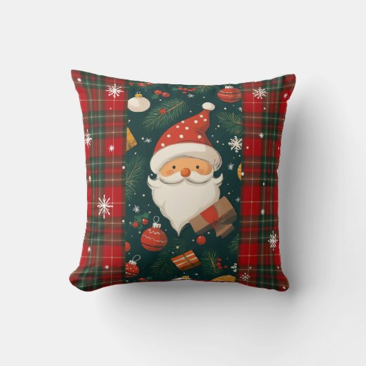 Vintage Santa Claus Christmas Throw Pillow クッション (正面)