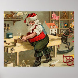 Vintage Santa Claus Christmas Workshop ポスター