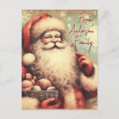 Vintage Santa Claus Greetings Christmas Holidays ポストカード (正面)