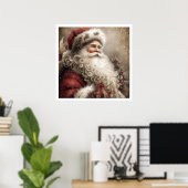 Vintage Santa Claus Illustration Style ポスター (ホームオフィス)