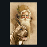 Vintage Santa Claus & Pet Pit Bull Dog ポスター<br><div class="desc">Vintage Victorian picture of Santa Claus and his best friend,  an American Pit Bull Terrier dog.</div>
