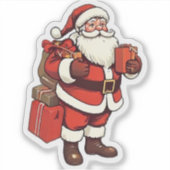 Vintage Santa Claus Sticker | Classic Christmas  シール (正面)
