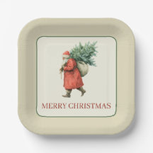 Vintage Santa Claus With Christmas Tree