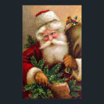 Vintage Santa Claus with Sack full of Toys ポスター<br><div class="desc">A charming vintage Christmas poster featuring good old Santa Claus with a sack full of toys surrounded by fir branches.</div>