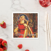 Vintage Santa Claus Your Greeting スタンダードカクテルナプキン (インサイチュ)