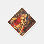 Vintage Santa Claus Your Greeting スタンダードカクテルナプキン (角)