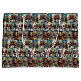 Vintage Santa Collage |  Father Christmas ラージペーパーバッグ