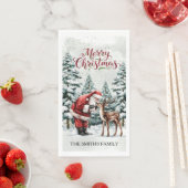 Vintage Santa & Deer Christmas Guest Towel (インサイチュ)