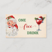 Vintage Santa Free Drink Christmas Party Ticket 割引カード (正面)