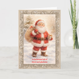 Vintage Santa Full of Cheer Classic Christmas Card カード