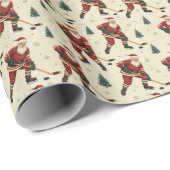 Vintage Santa Hockey Wrapping Paper ラッピングペーパー (ロールコーナー)