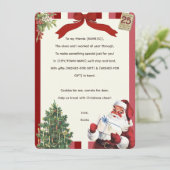 Vintage Santa Letter Rhyming Sibling Christmas 招待状 (スタンド正面)