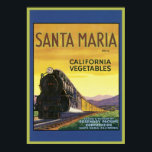 Vintage Santa Maria California Vegetables Crate La ポスター<br><div class="desc">Vintage food and beverage labels and advertising from around the world on a variety of apparel and gift item. Great gift idea for collectors! Check out our other products with this design. Tote bags, tees and mugs are available in many styles and colors. Text shown on customizable items is an...</div>