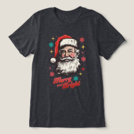 Vintage Santa Merry and Bright トライブレンドＴシャツ