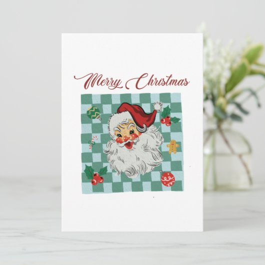 Vintage Santa Merry Christmas Design 招待状 (スタンド正面)