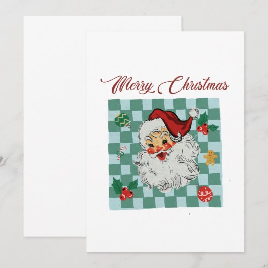 Vintage Santa Merry Christmas Design 招待状 (正面/裏面)